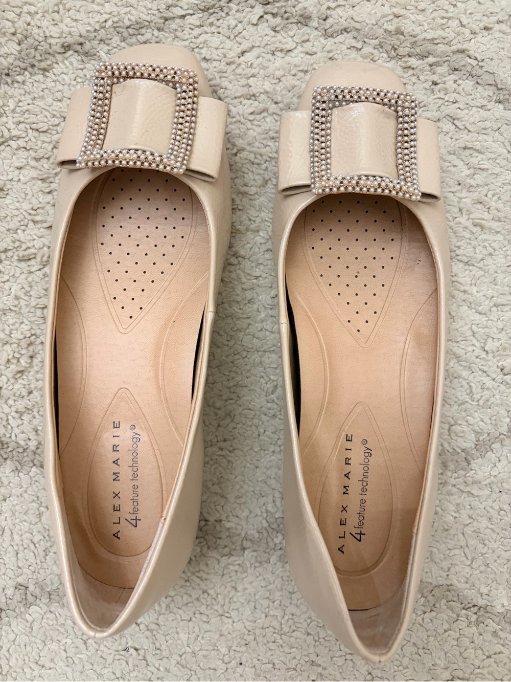 Alex Marie Blush Pearl-Embellished Bow Flats